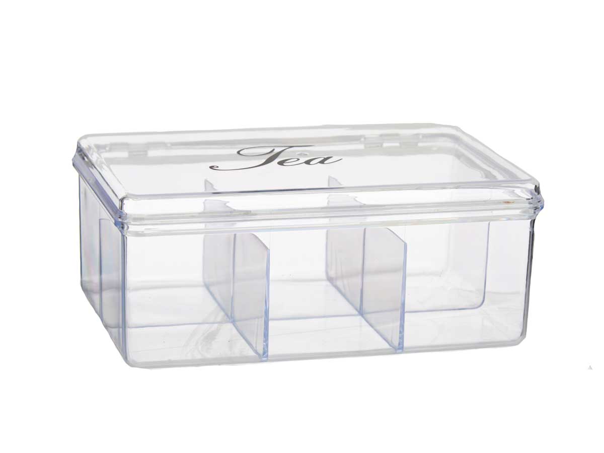 Caja infusiones transparente, 6 compartimentos