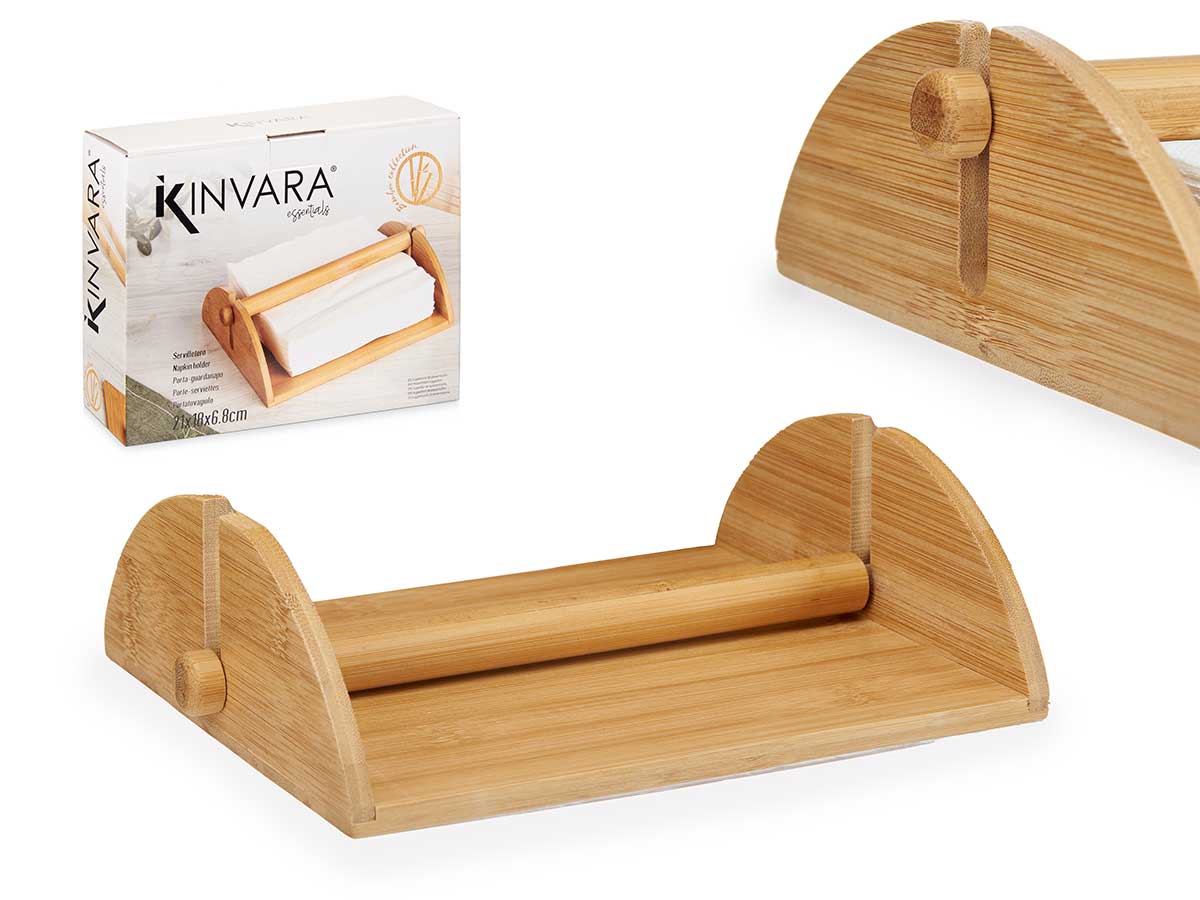 Servilletero madera bambú19x18x6 cm