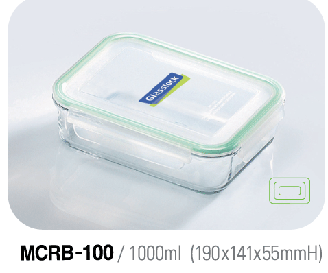 Hermético rectangular 1 litro Glass Lock
