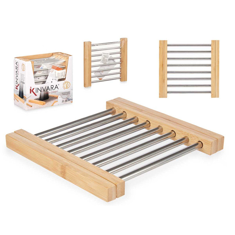 Salvamantel extensible, inox. bambú