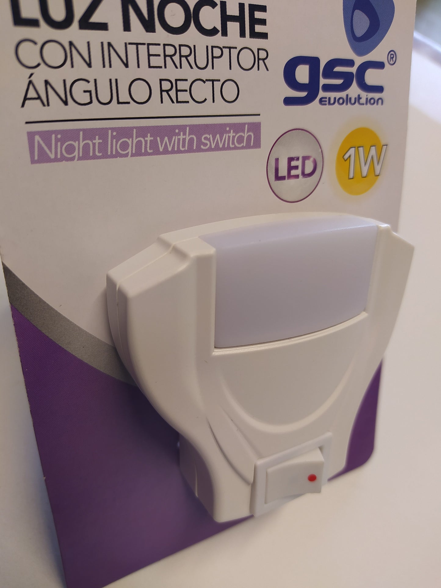 luz noche, quitamiedos con interruptor, ángulo recto