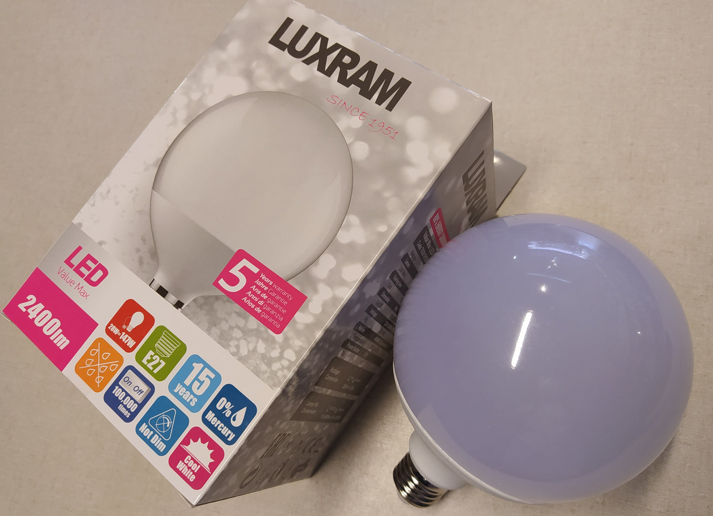 bombilla globo led, diámetro 120 m/m
