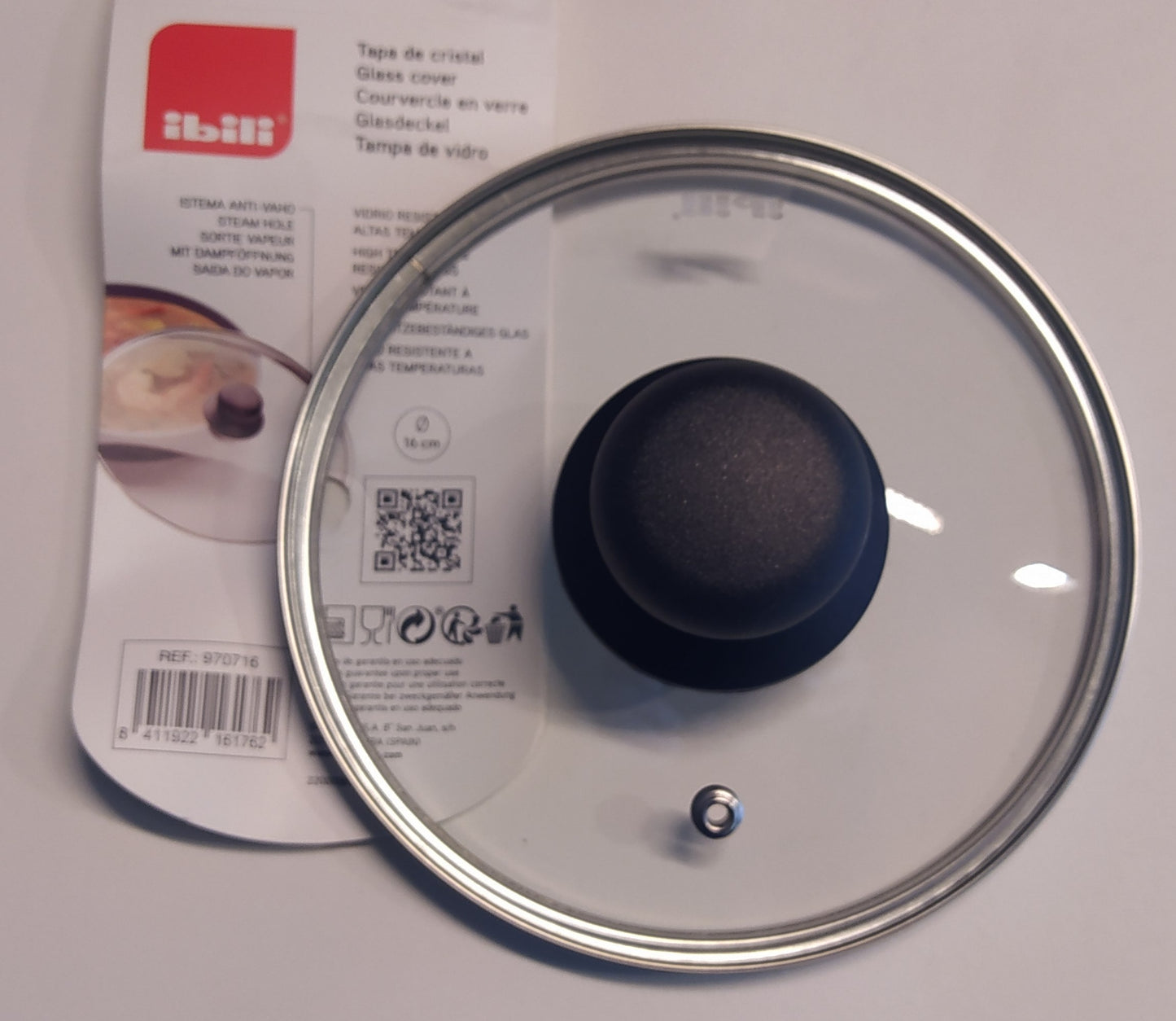 Tapa vidrio resistente al calor 16 cms