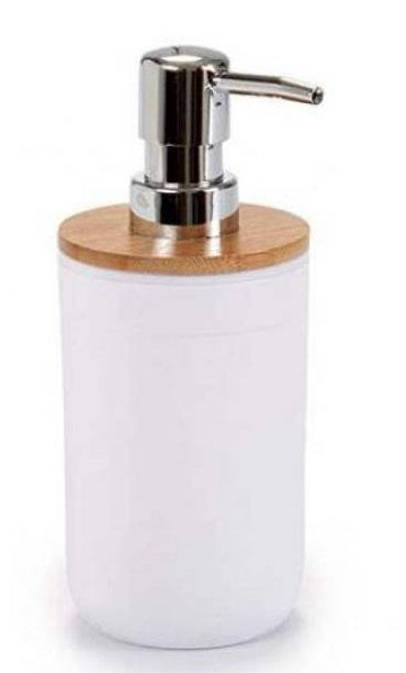 Dosificador blanco con tapa bambú 11 - Taracido Cocina y Hogar