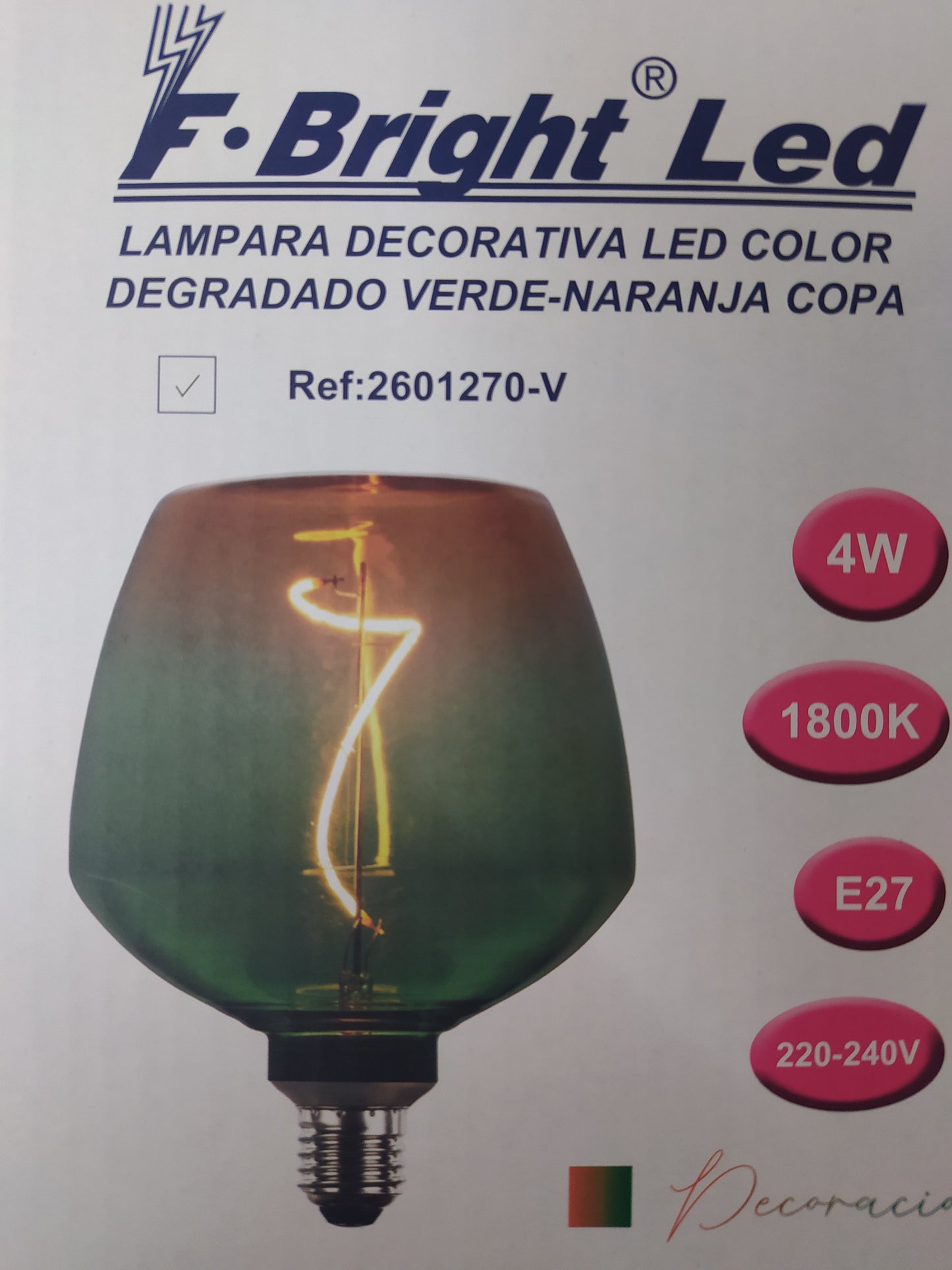 Lampara led decorativa - degradado marrón-naranja - copa