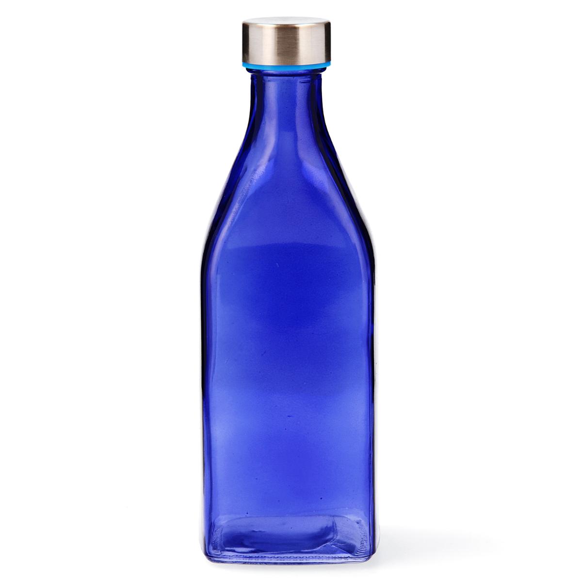 botella azul, tapa roscada inoxidable, 1 litro